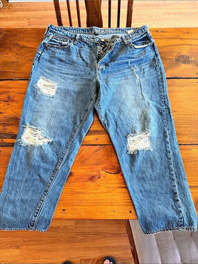 Gap Vintage High Rise Jeans Distressed Waist 18/34 Blue